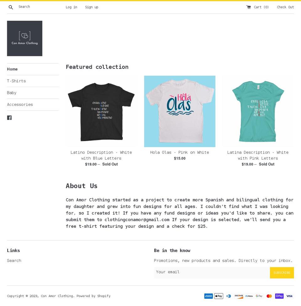 conamorclothing.com shopify website screenshot
