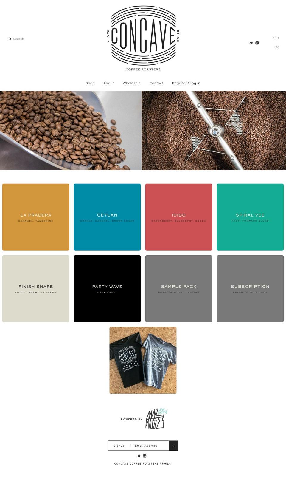 concavecoffee.com shopify website screenshot