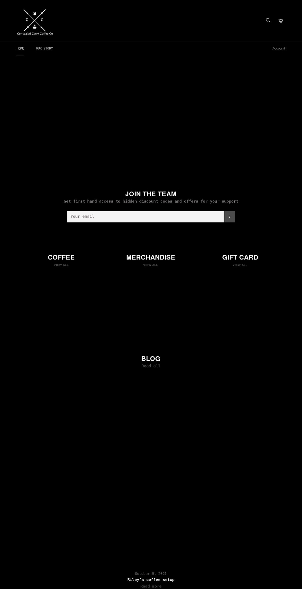 concealedcarrycoffeeco.com shopify website screenshot