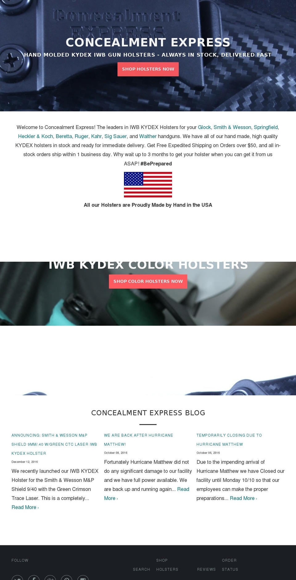 concealmentexpress.com shopify website screenshot