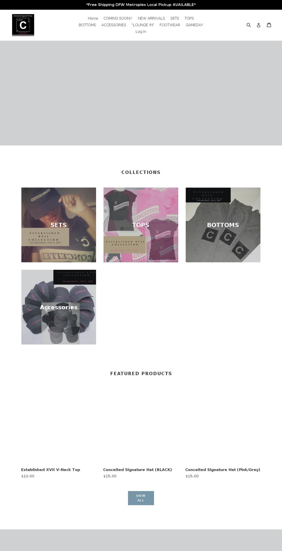 conceitedapparelonline.com — Shopify storefront screenshot