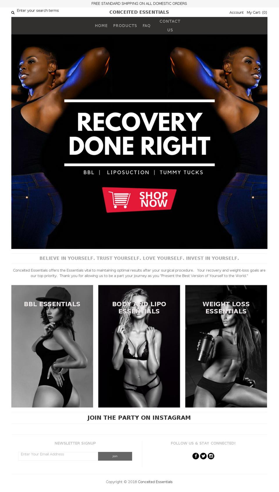 conceitedessentials.com shopify website screenshot