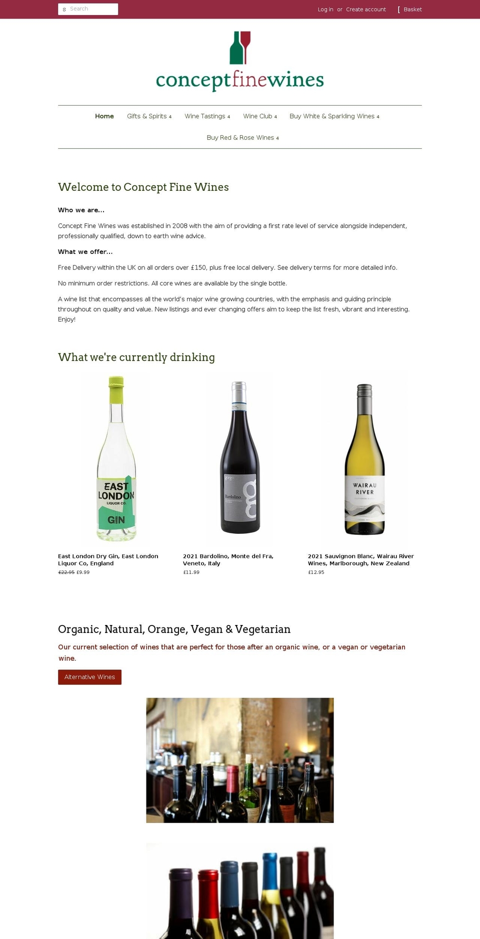 conceptfinewines.uk shopify website screenshot