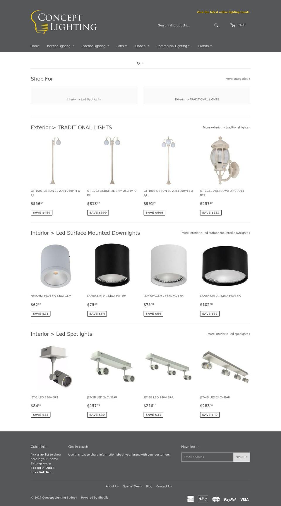 conceptlighting.com.au shopify website screenshot