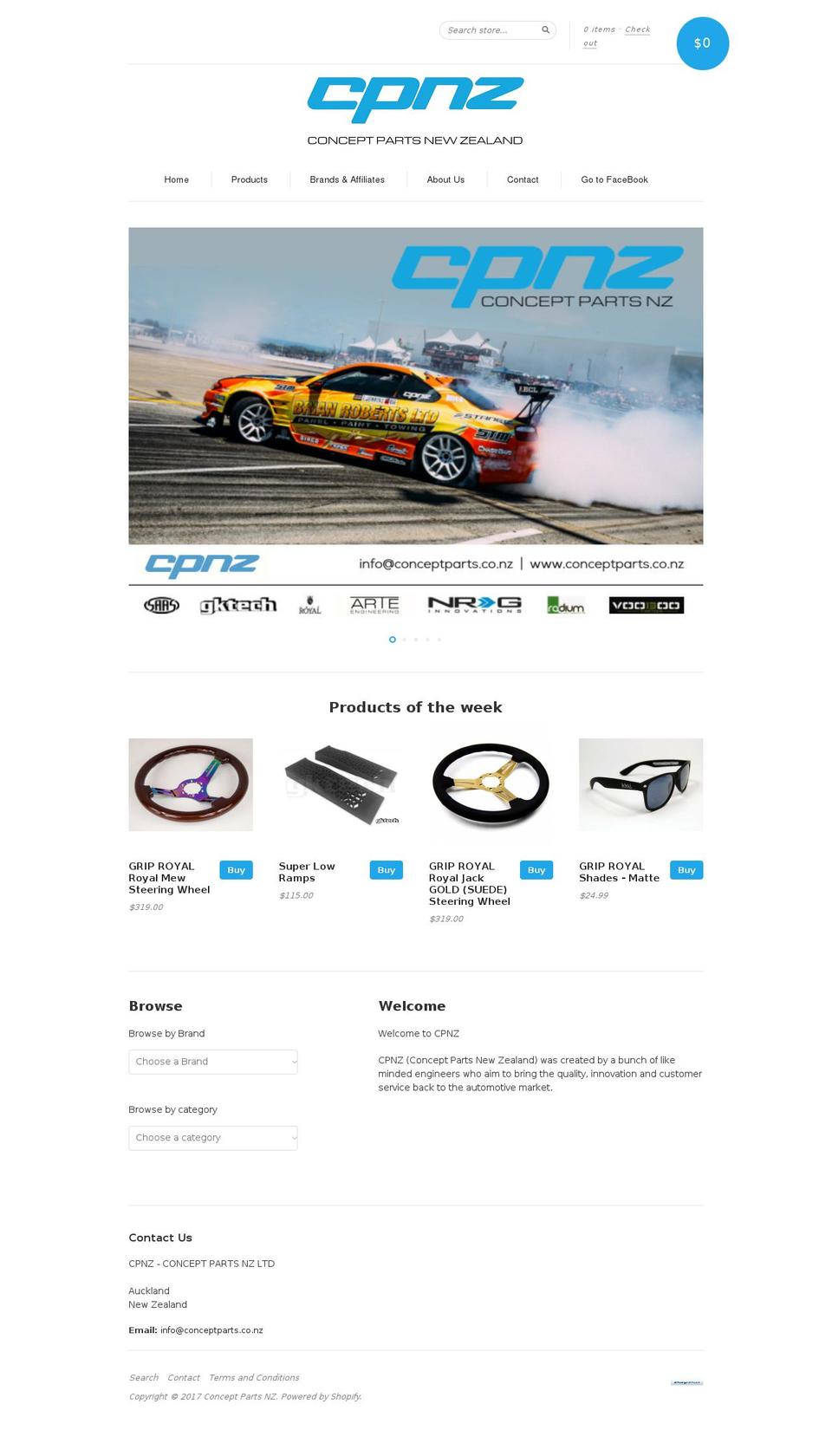 conceptparts.co.nz shopify website screenshot