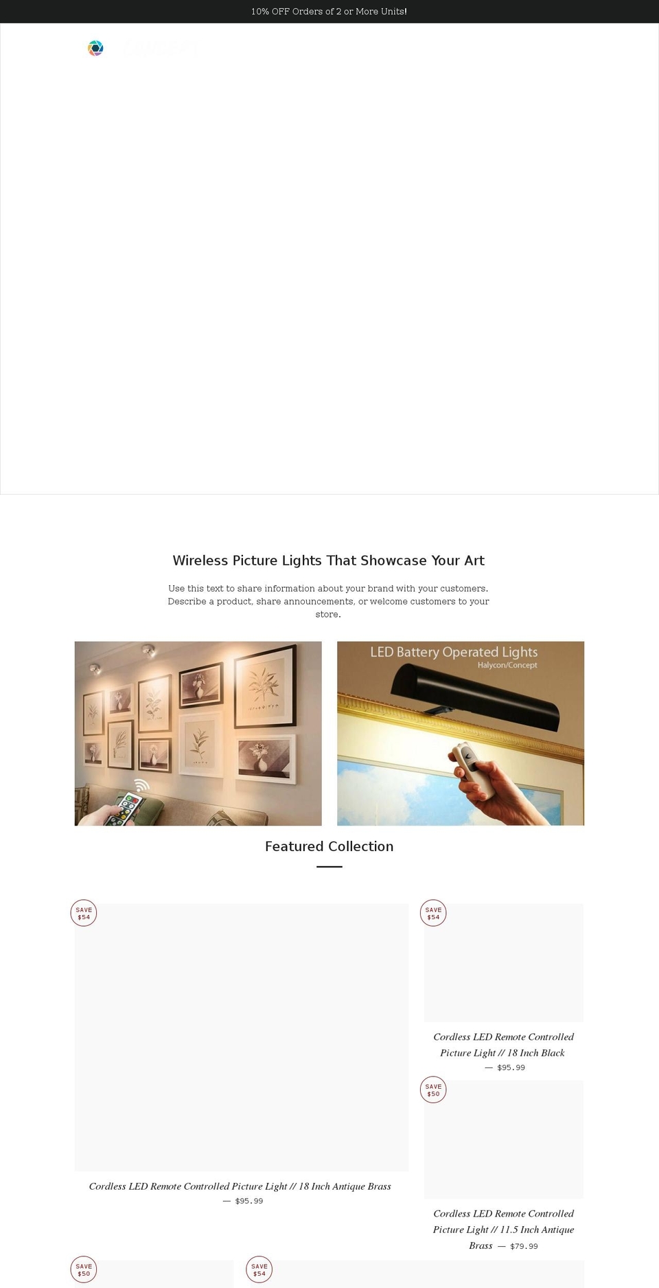 conceptpicturelights.com shopify website screenshot