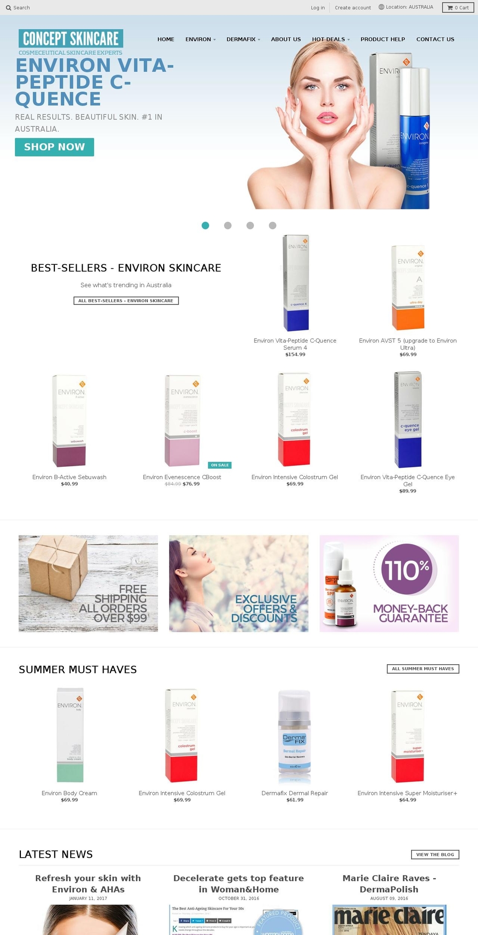 conceptskincare.com.au shopify website screenshot