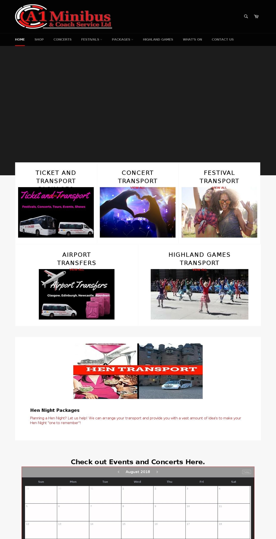 concertandeventtransport.com — Shopify storefront screenshot