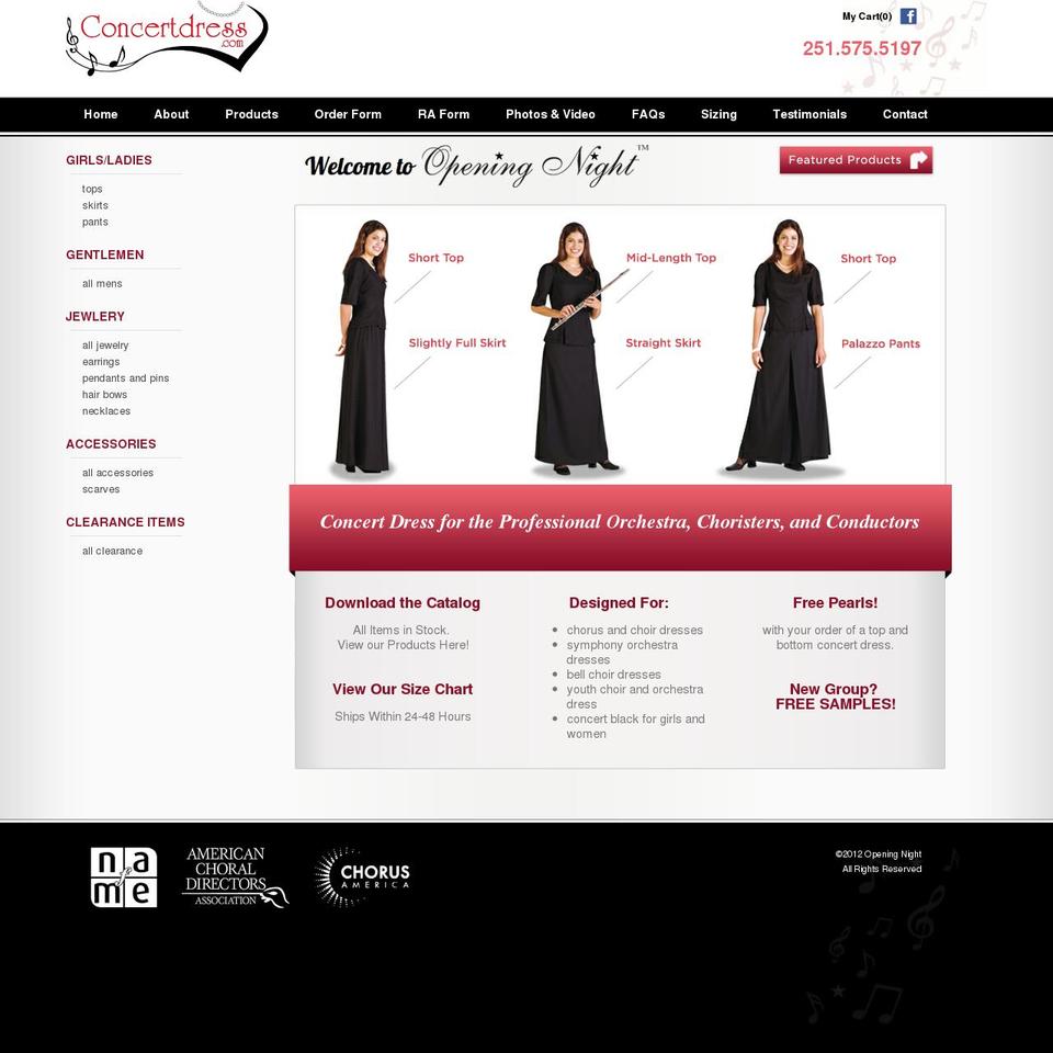 concertdress.com shopify website screenshot