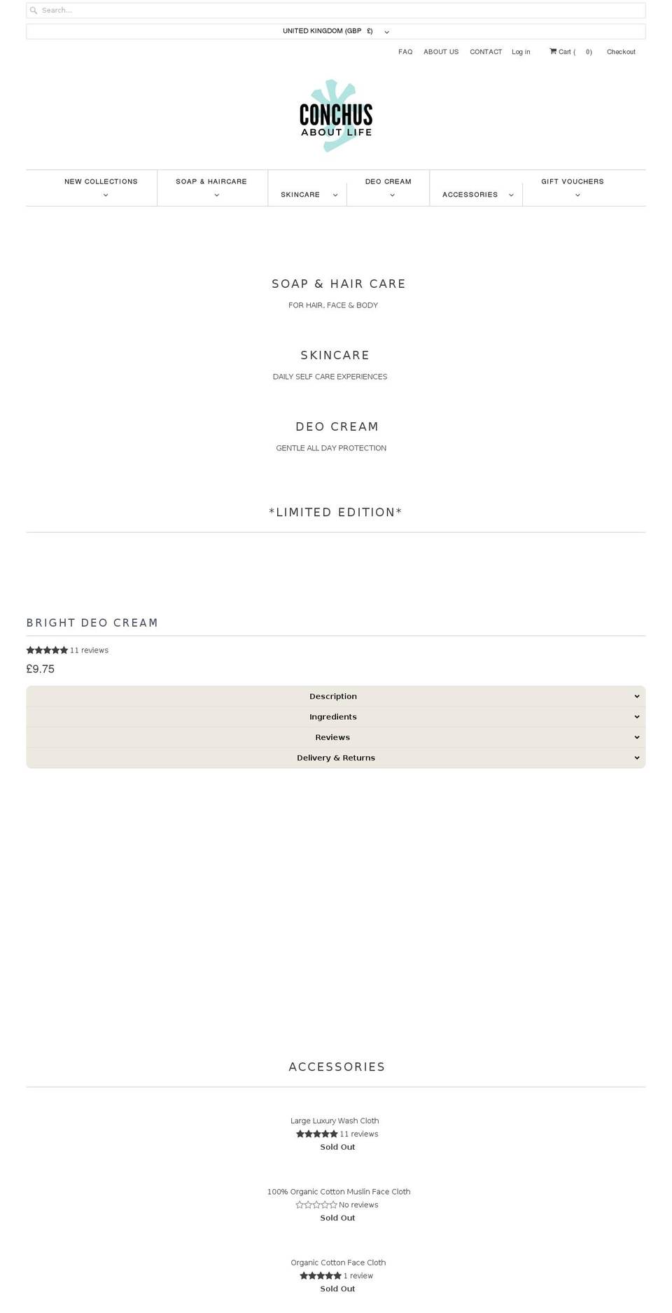 conchus.co.uk shopify website screenshot