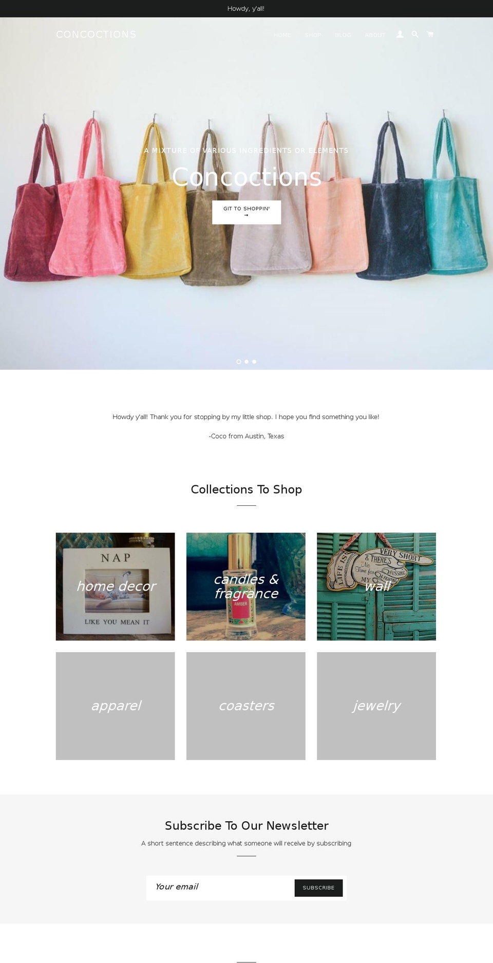 concoctionsshop.com shopify website screenshot