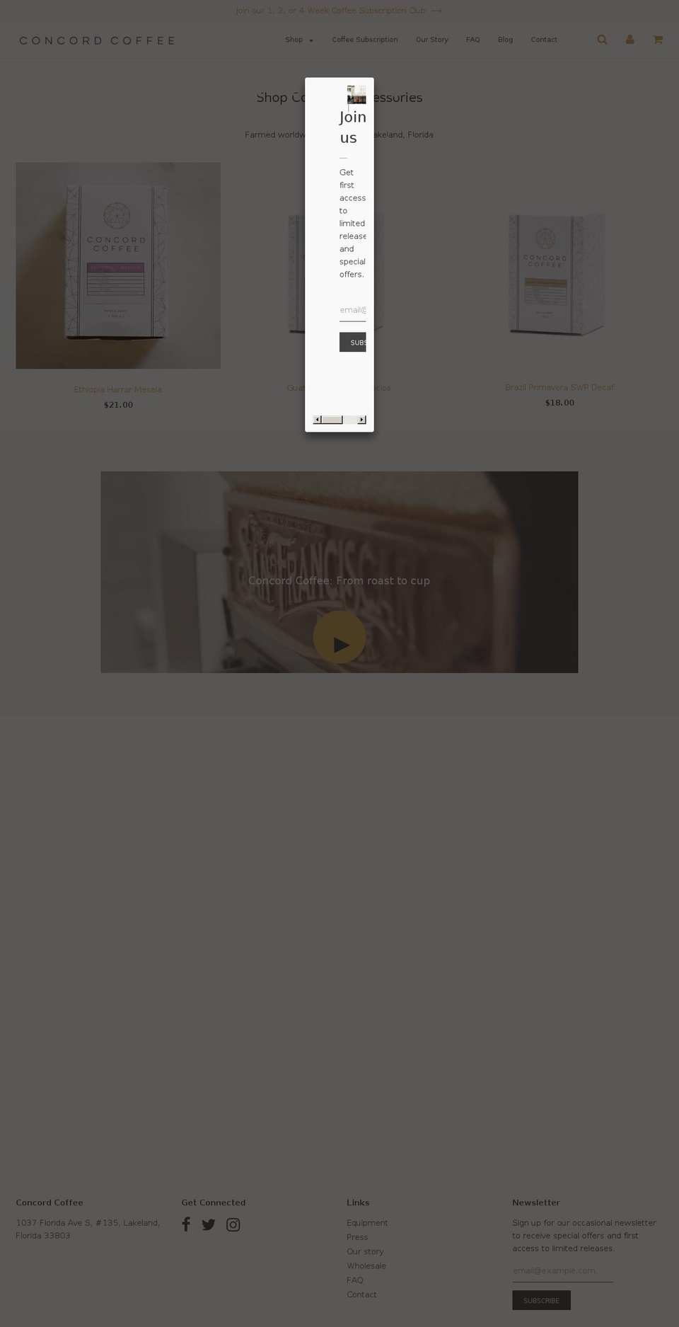 concordcoffee.com shopify website screenshot