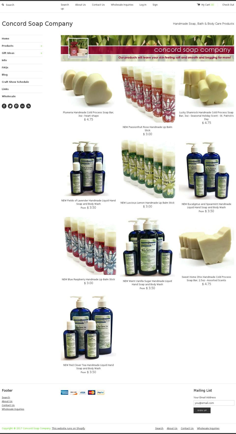 concordsoapcompany.com shopify website screenshot