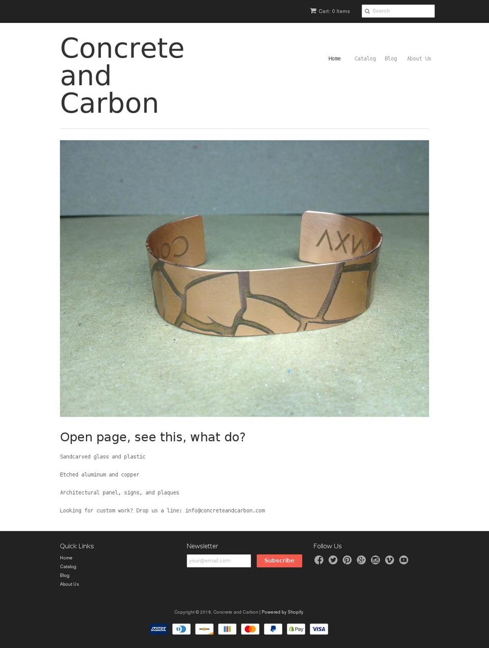 concreteandcarbon.com — Shopify storefront screenshot