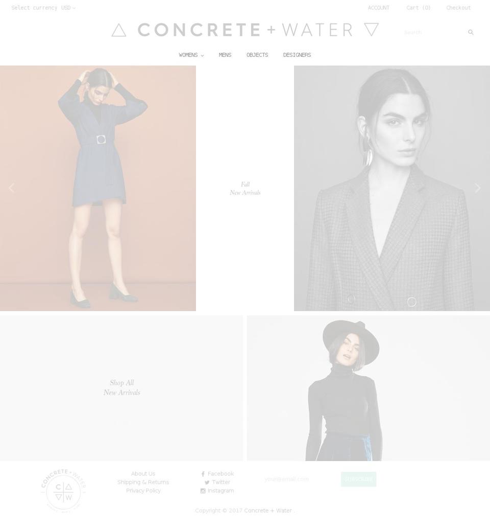 concreteandwater.com shopify website screenshot