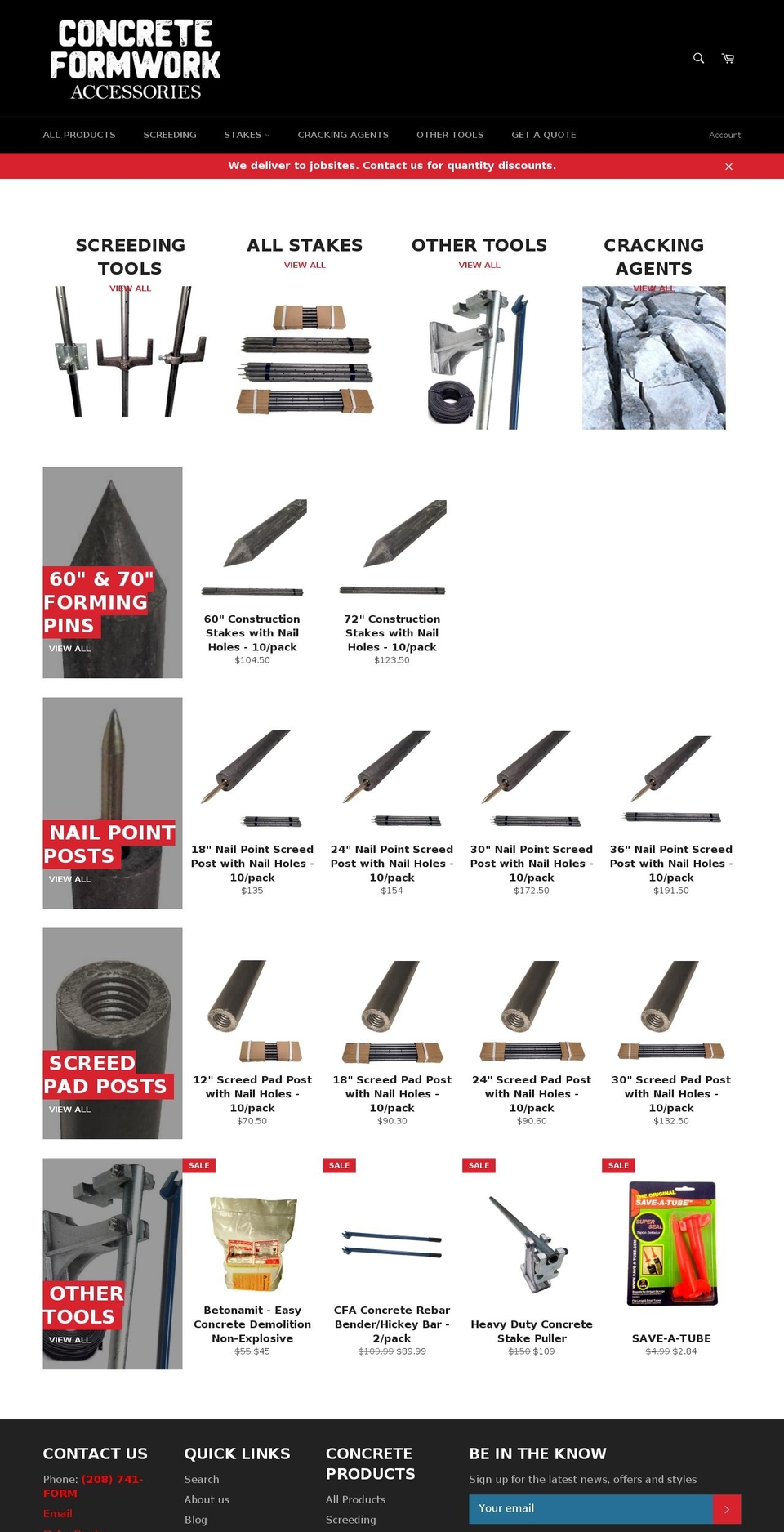 concreteformworkaccessories.com shopify website screenshot