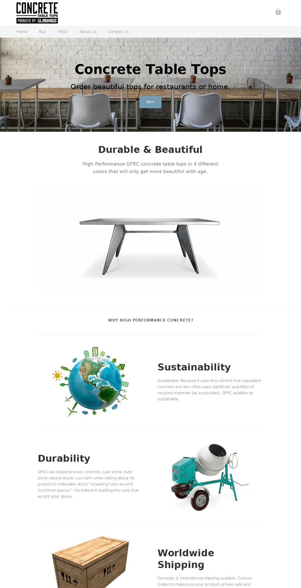 concretetabletops.com — Shopify storefront screenshot