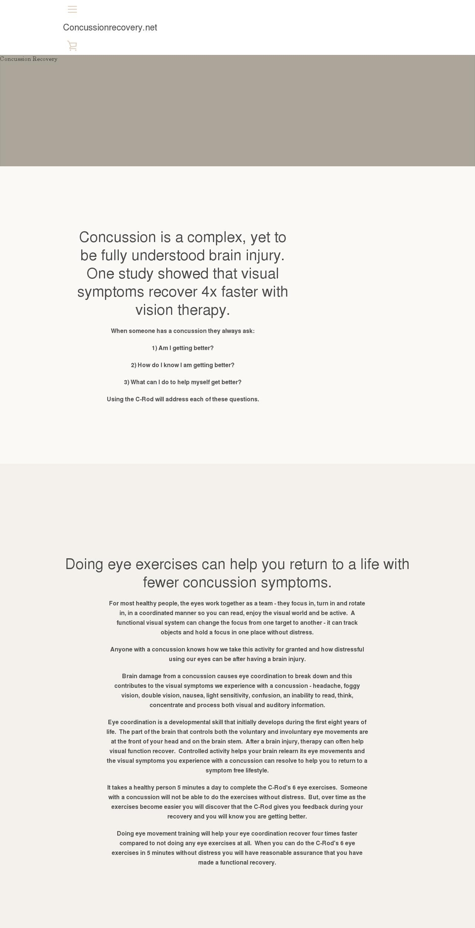 concussionrecovery.net shopify website screenshot