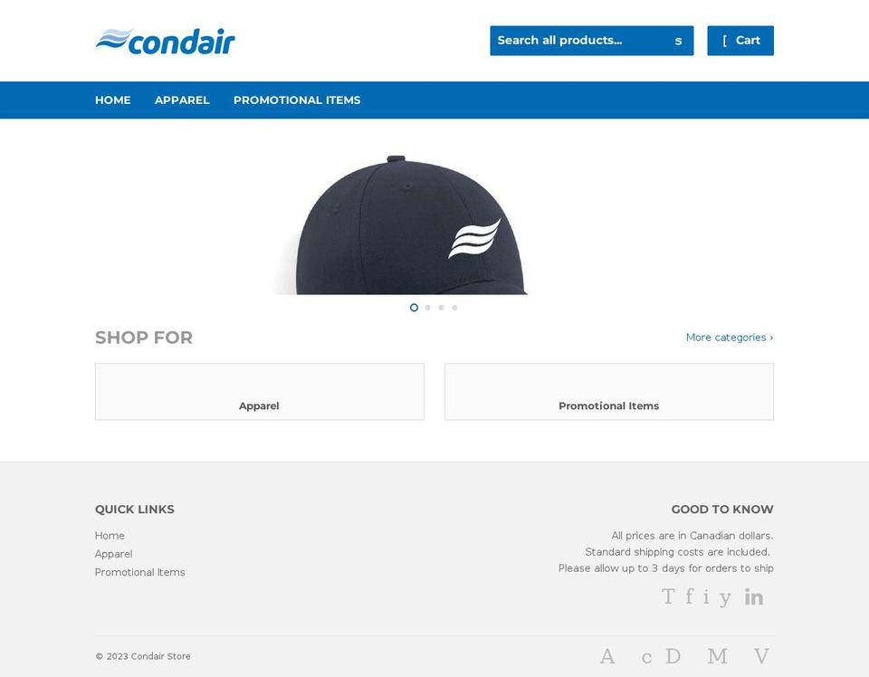 condairpromostore.com shopify website screenshot
