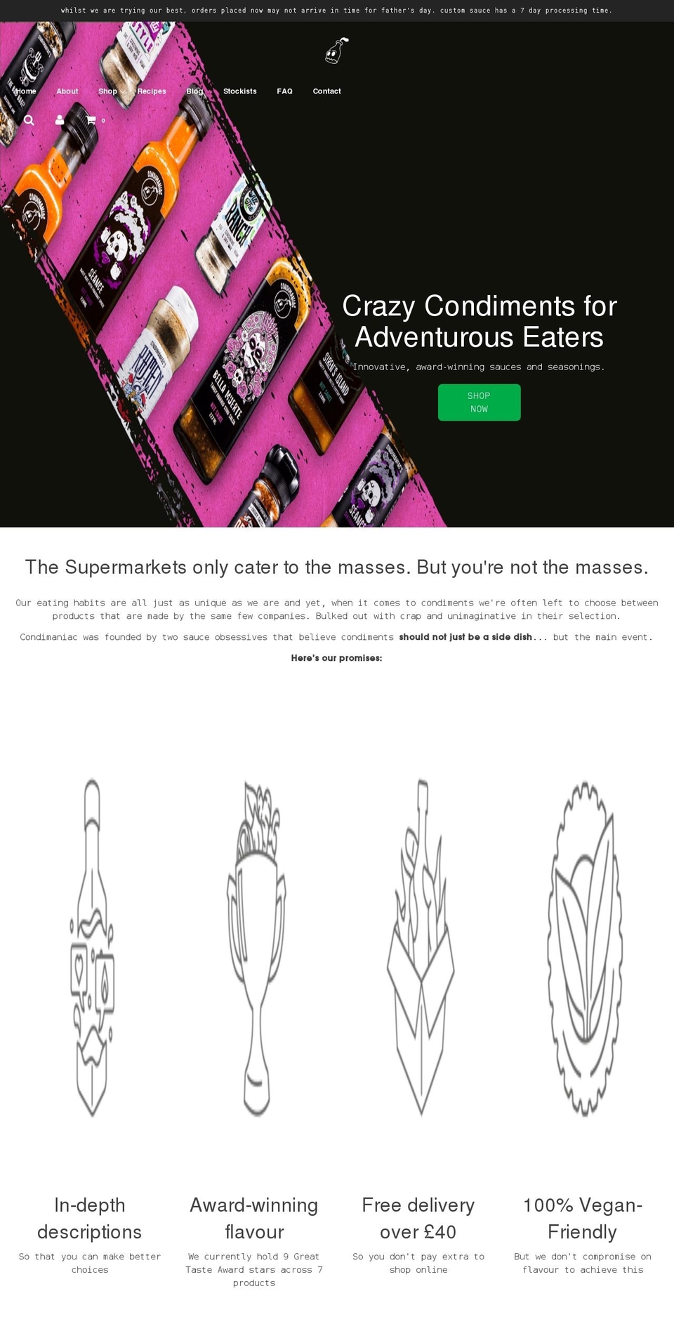 condimaniac.com shopify website screenshot