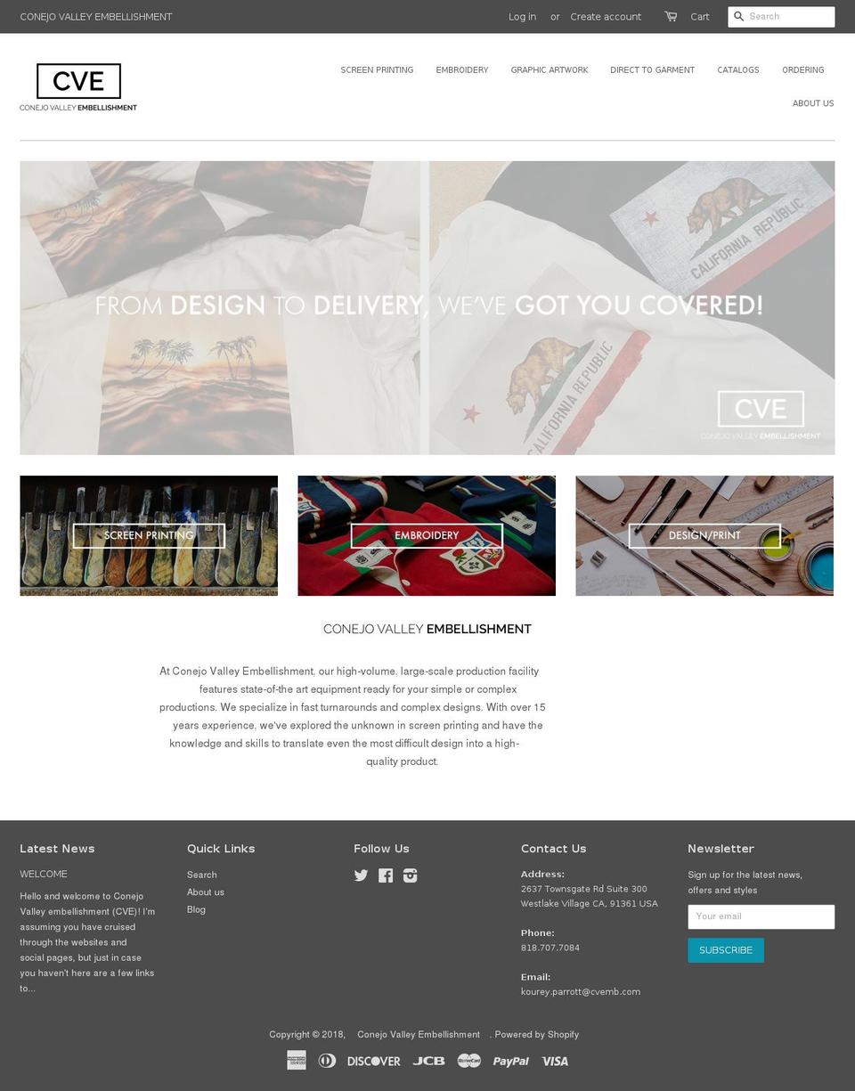 conejovalleyembroidery.com — Shopify storefront screenshot