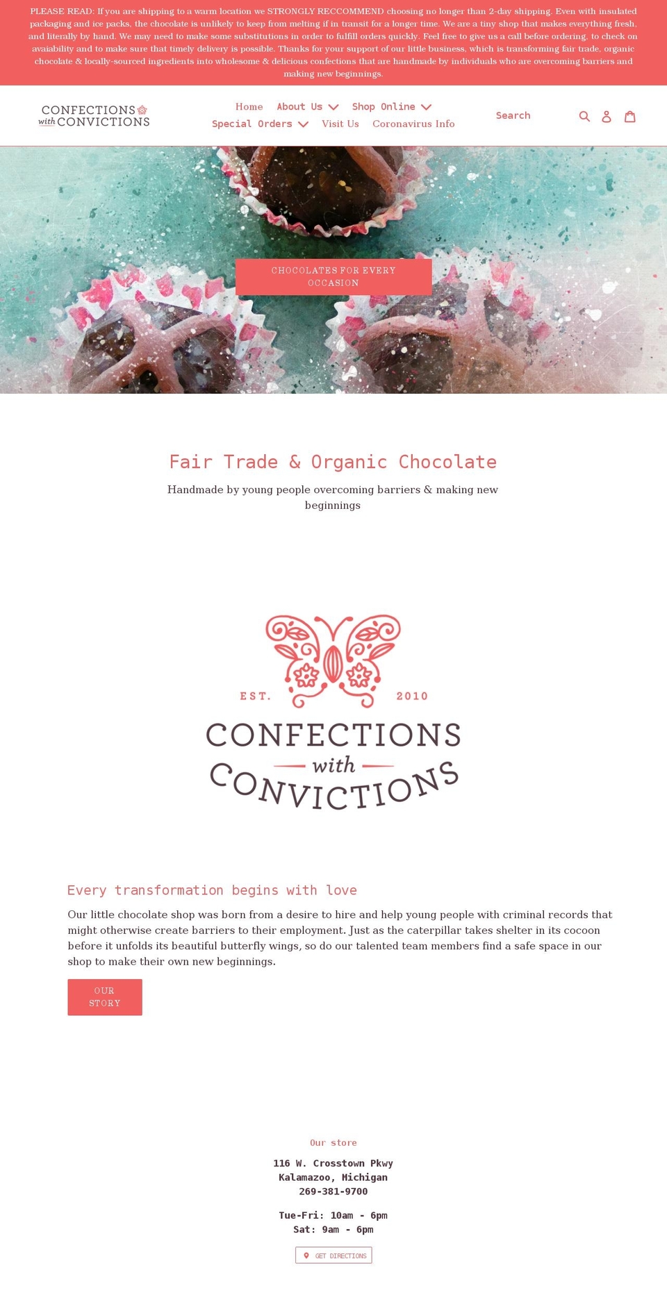 confectionswithconvictions.com shopify website screenshot
