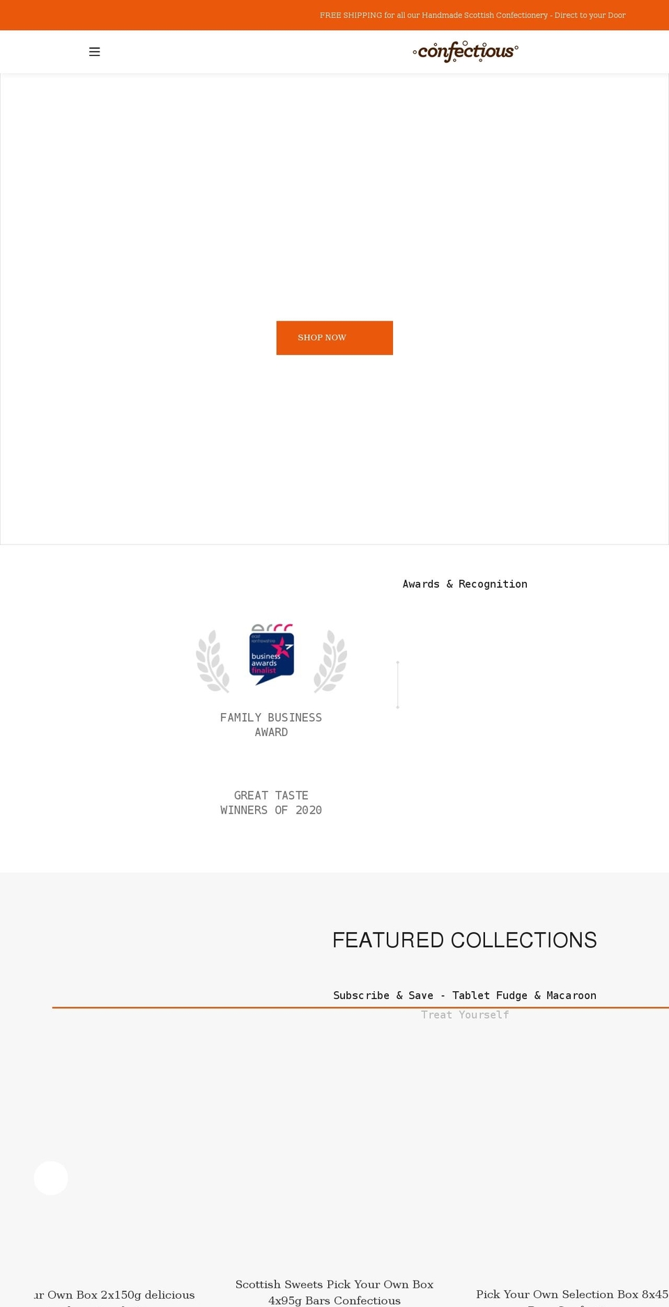 confectious.co.uk shopify website screenshot