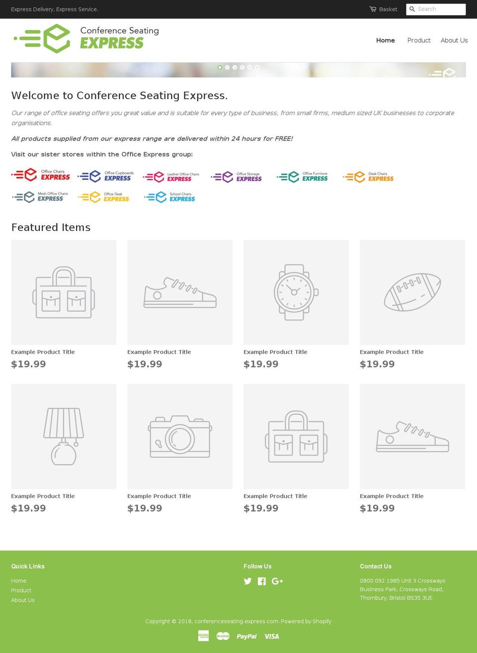 conferenceseating-express.com shopify website screenshot