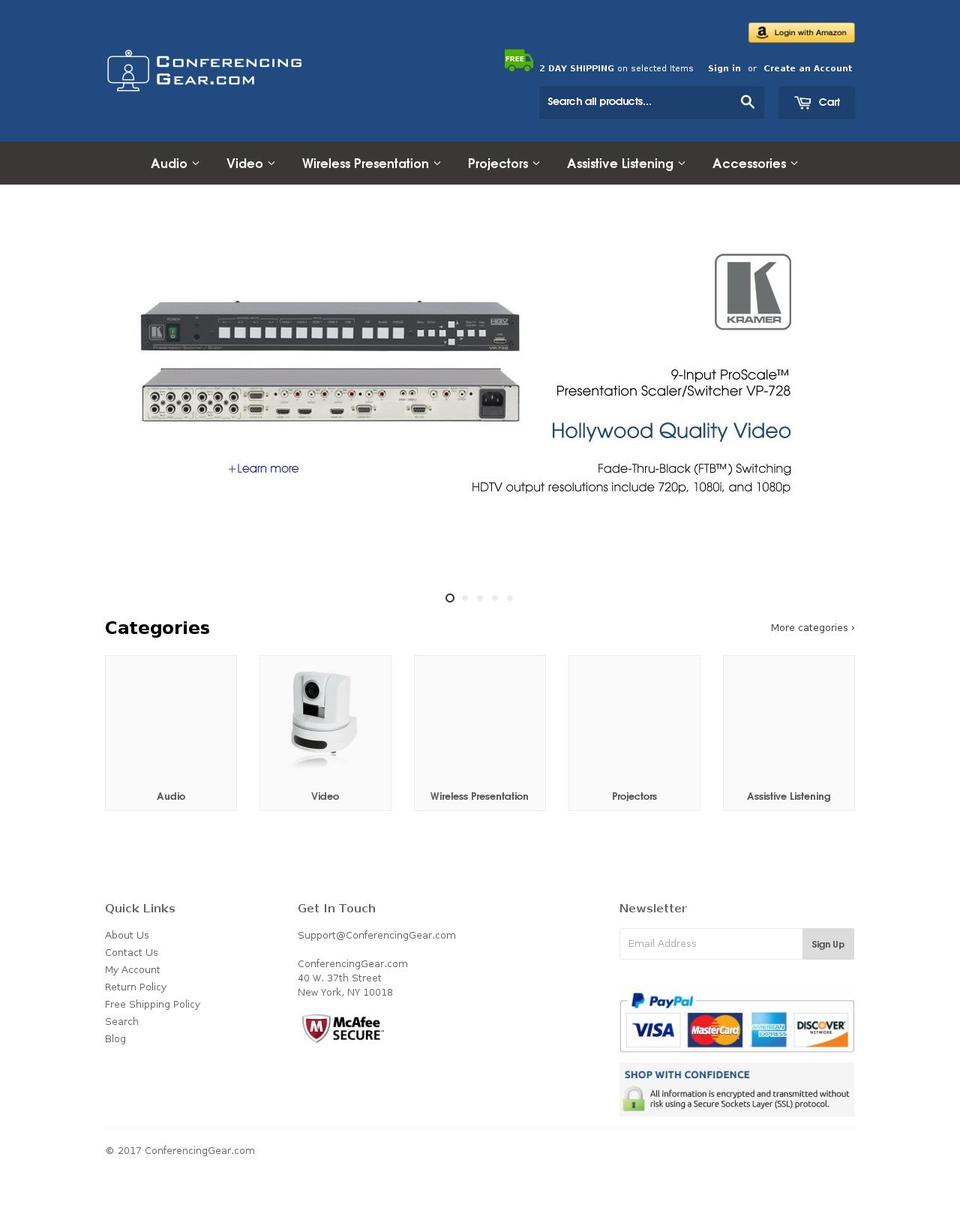 conferencinggear.com shopify website screenshot