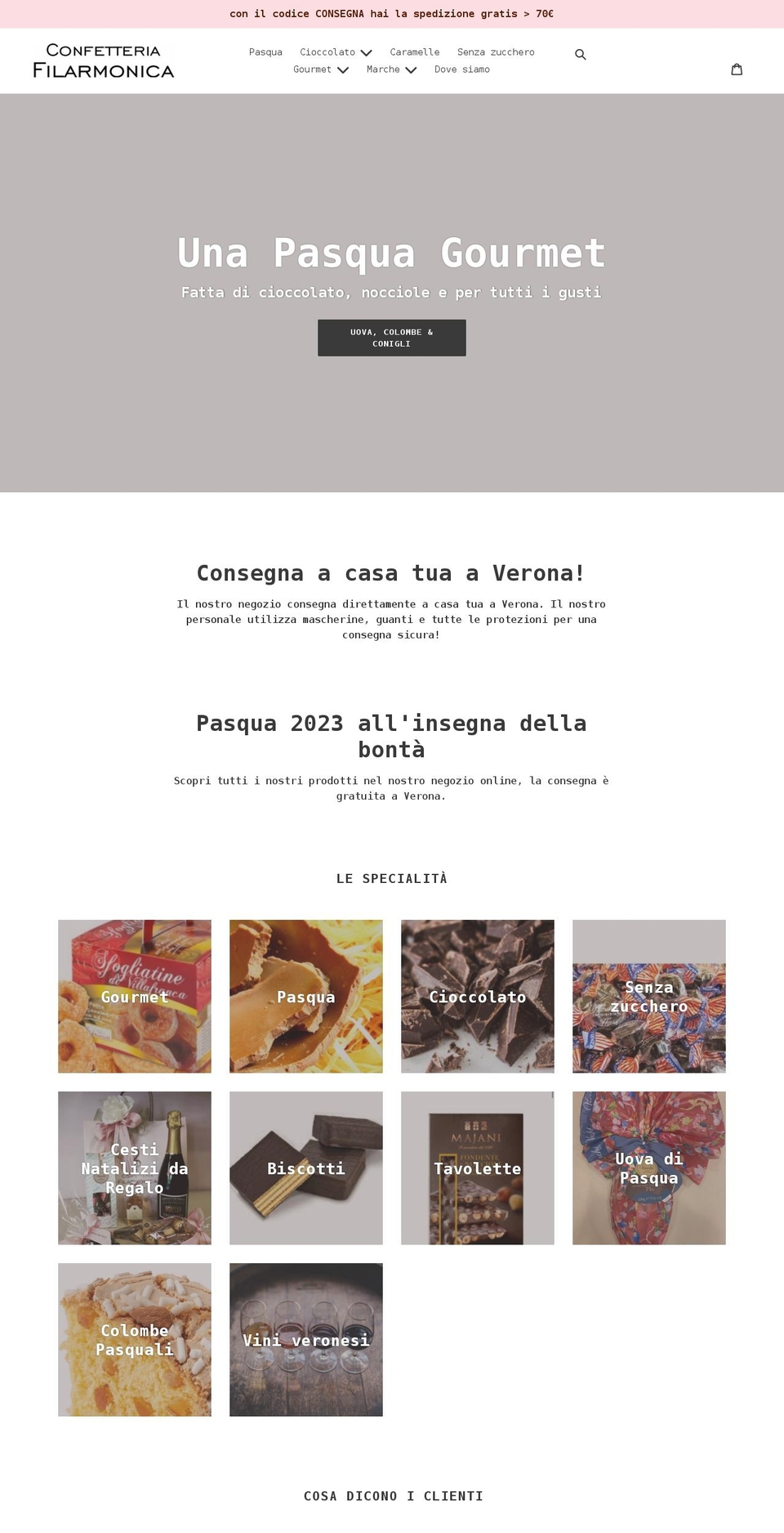 confetteriafilarmonica.it shopify website screenshot