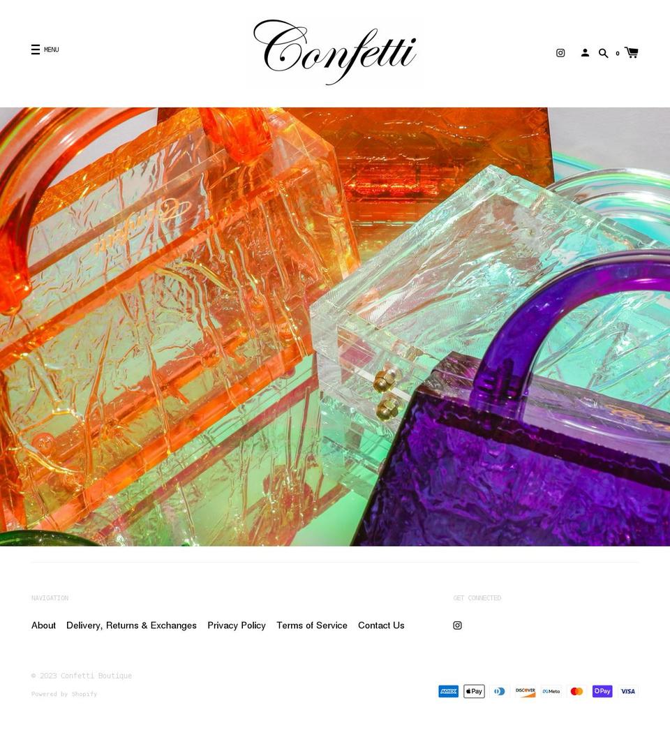 confetti-boutique.com shopify website screenshot