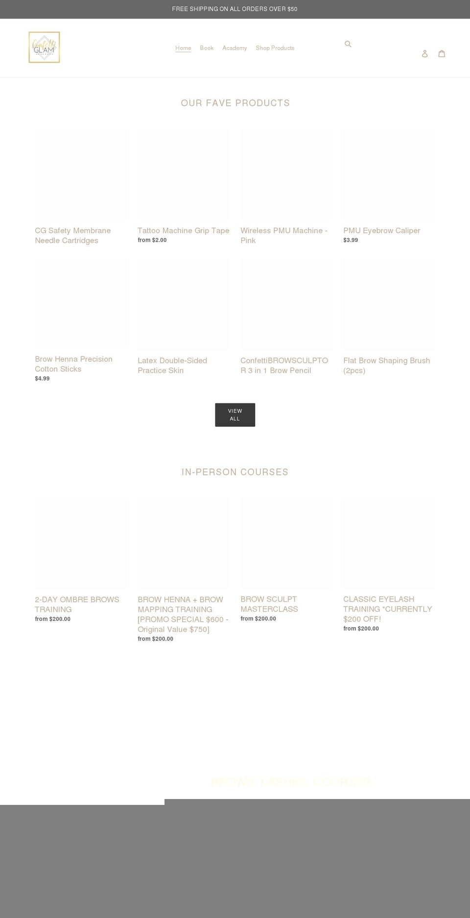 confetti-glam.com shopify website screenshot