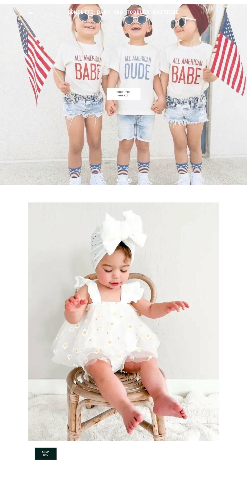 confettibabyboutique.com shopify website screenshot