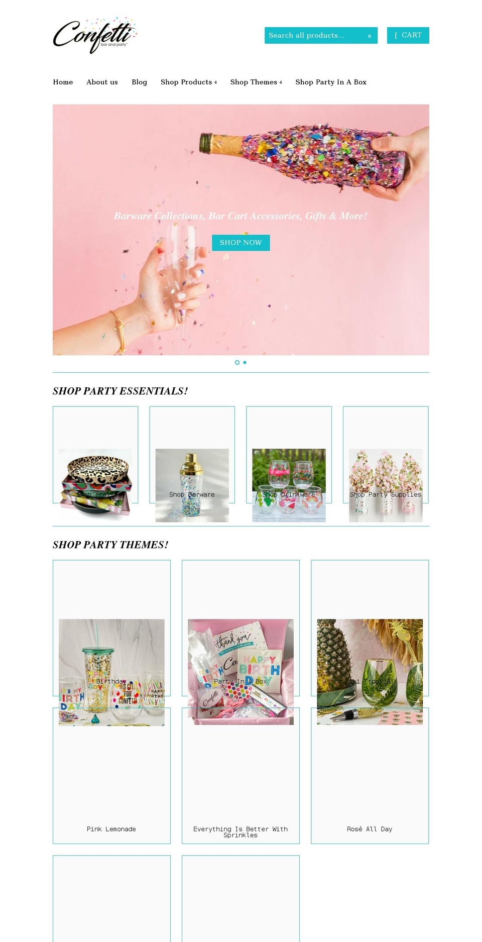 confettibarandparty.com shopify website screenshot