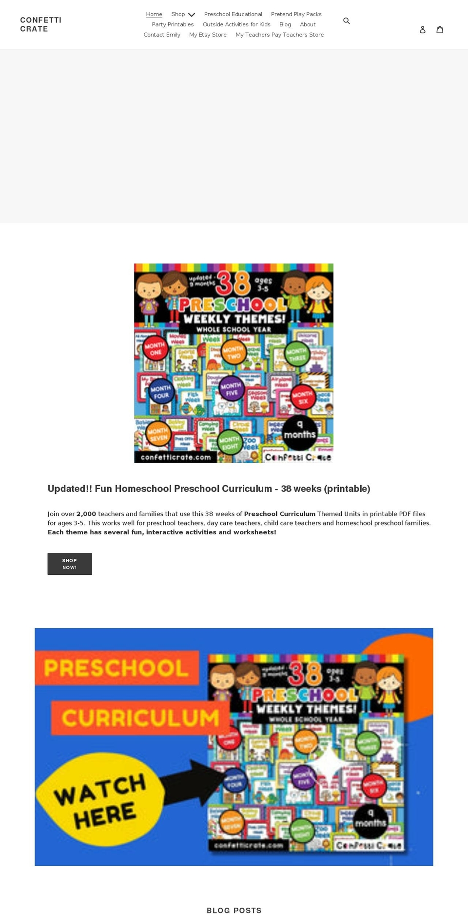 confetticrate.com shopify website screenshot