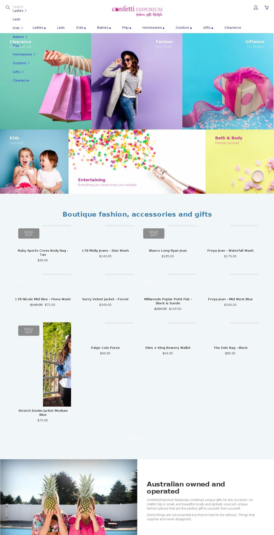 confettiemporium.com.au shopify website screenshot