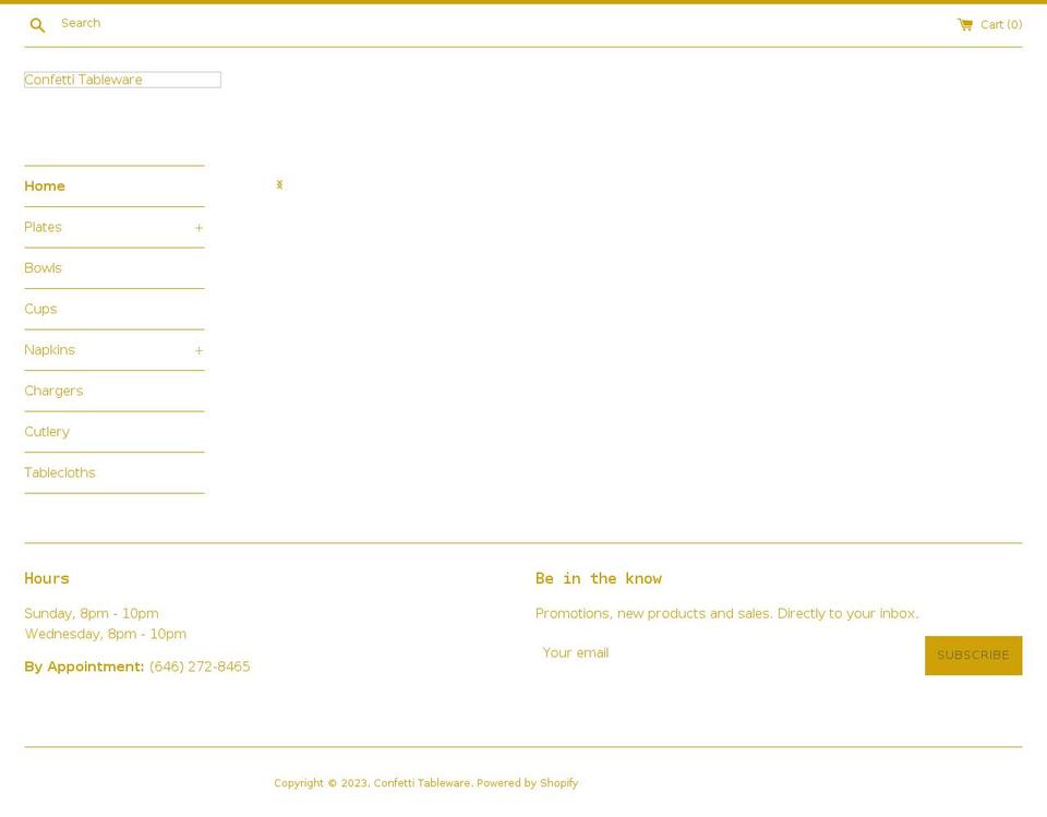 confettitableware.com shopify website screenshot