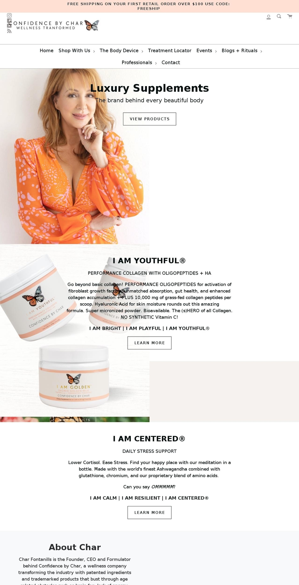 confidencebychar.com shopify website screenshot