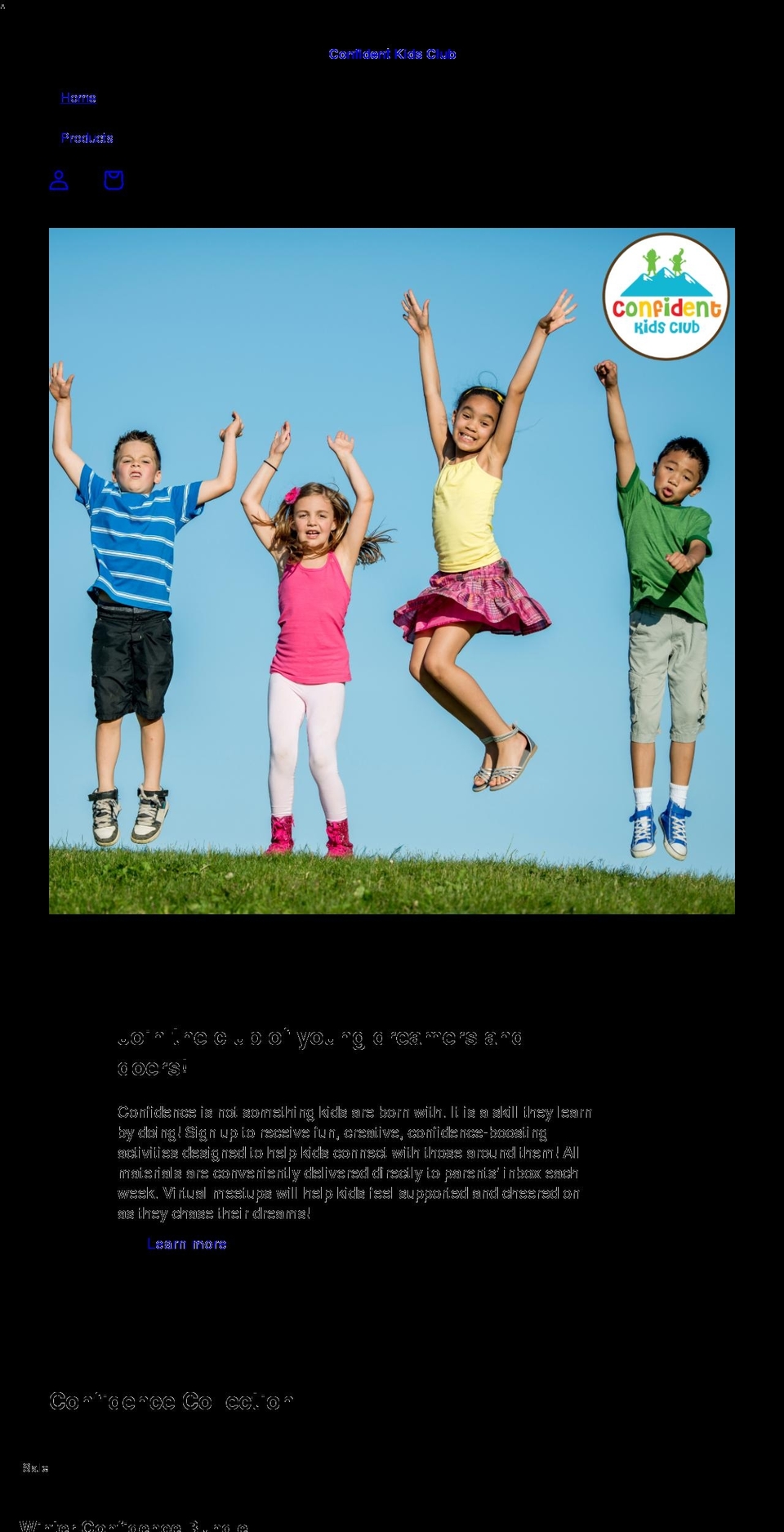 confidentkidsclub.com shopify website screenshot