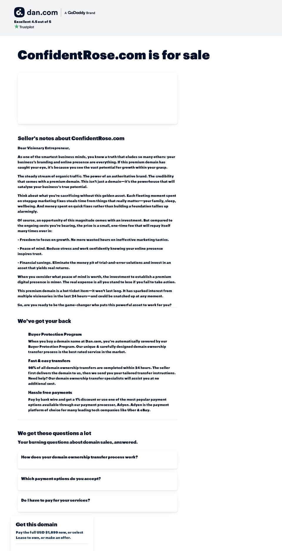 confidentrose.com shopify website screenshot