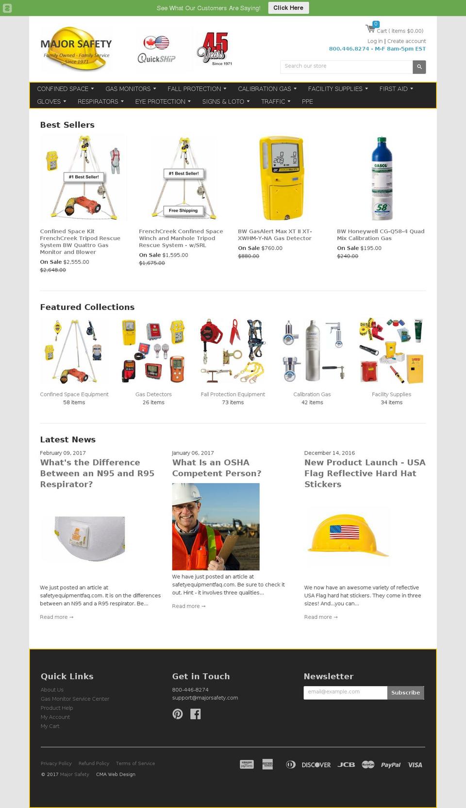 confinedspacetripods.com shopify website screenshot