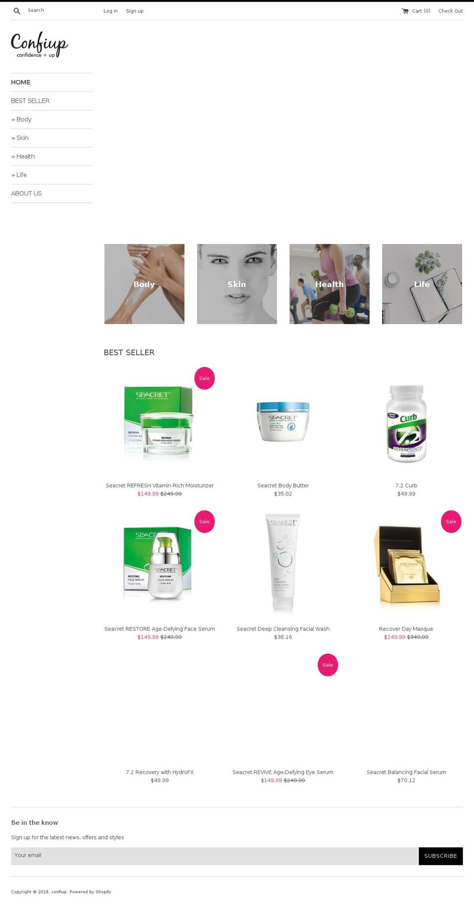confiup.com — Shopify storefront screenshot