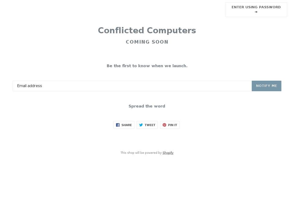 conflicted-computers.myshopify.com shopify website screenshot