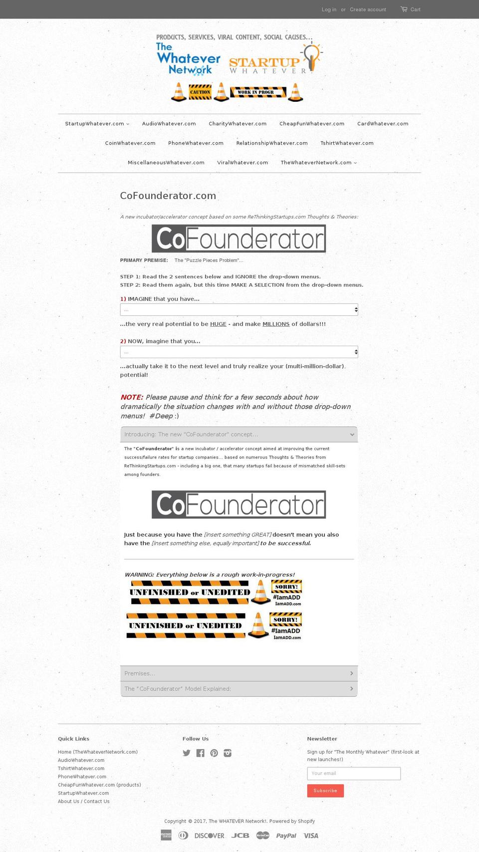 confounderator.com shopify website screenshot