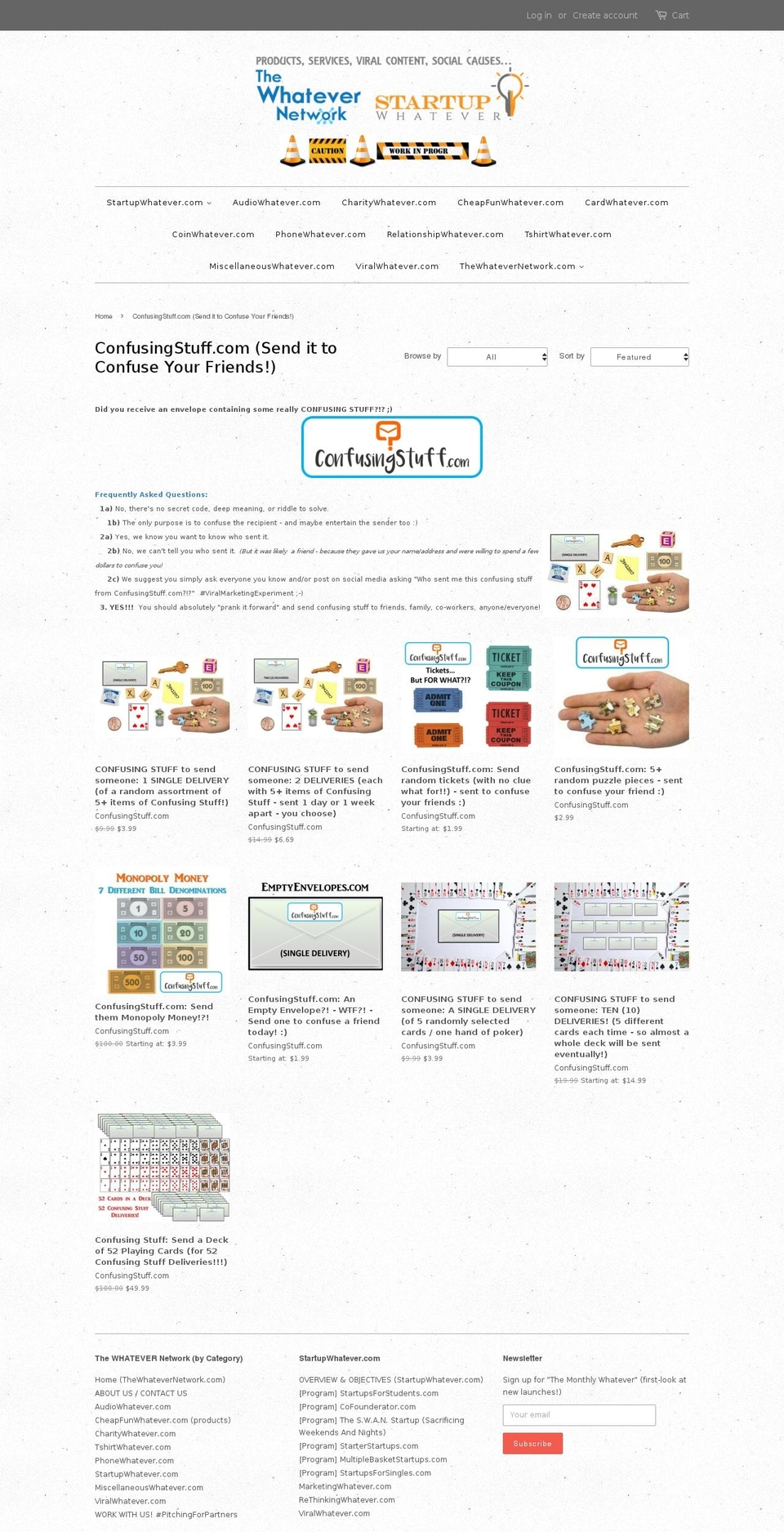 confusingstuff.com shopify website screenshot