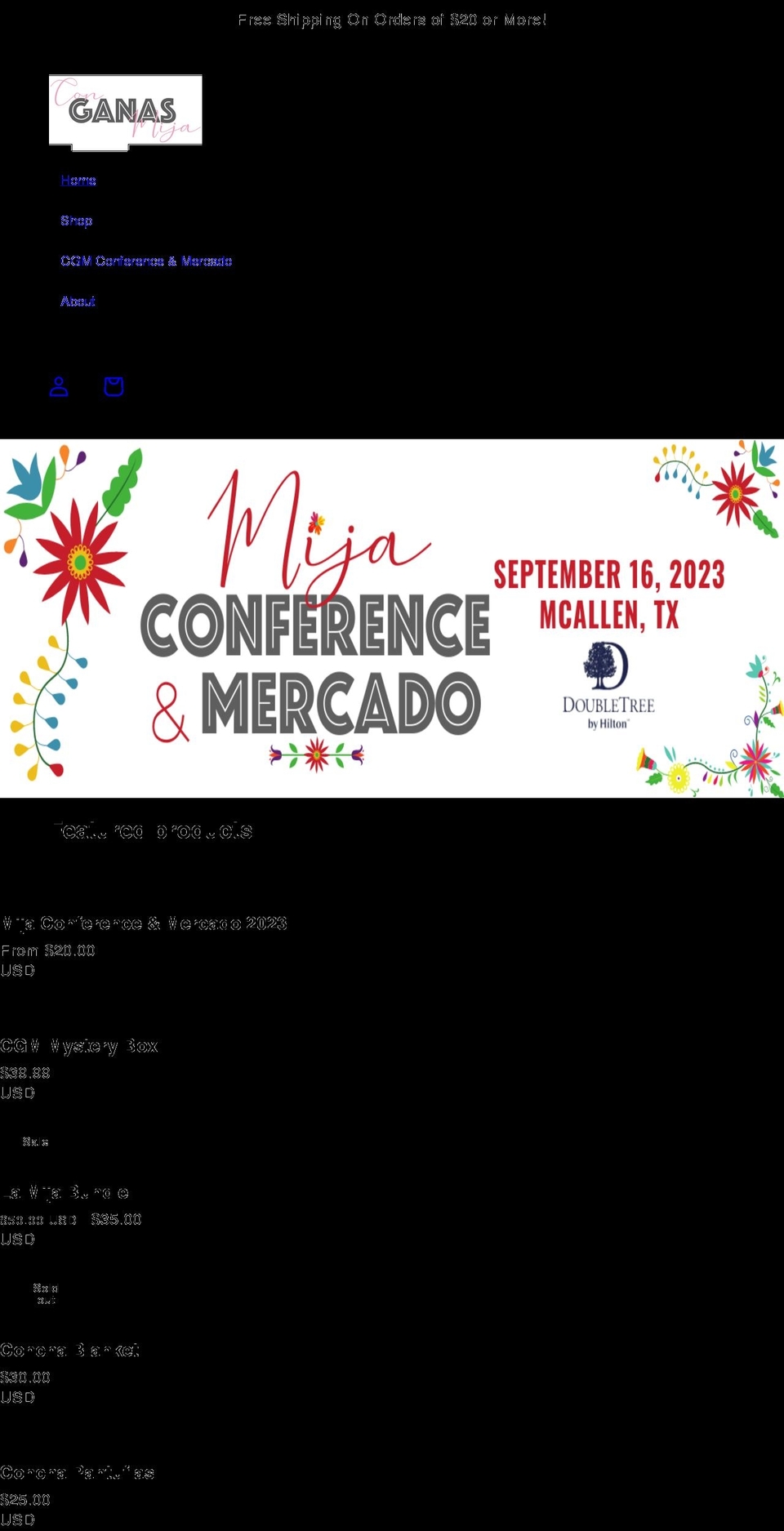 conganasmija.com shopify website screenshot