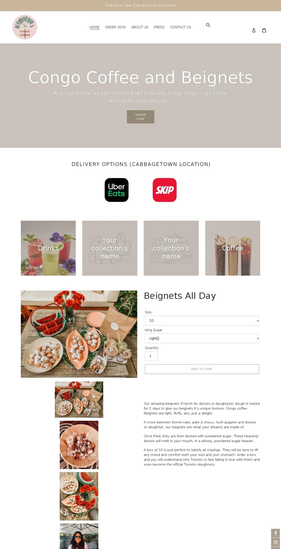 congo-coffee.com shopify website screenshot