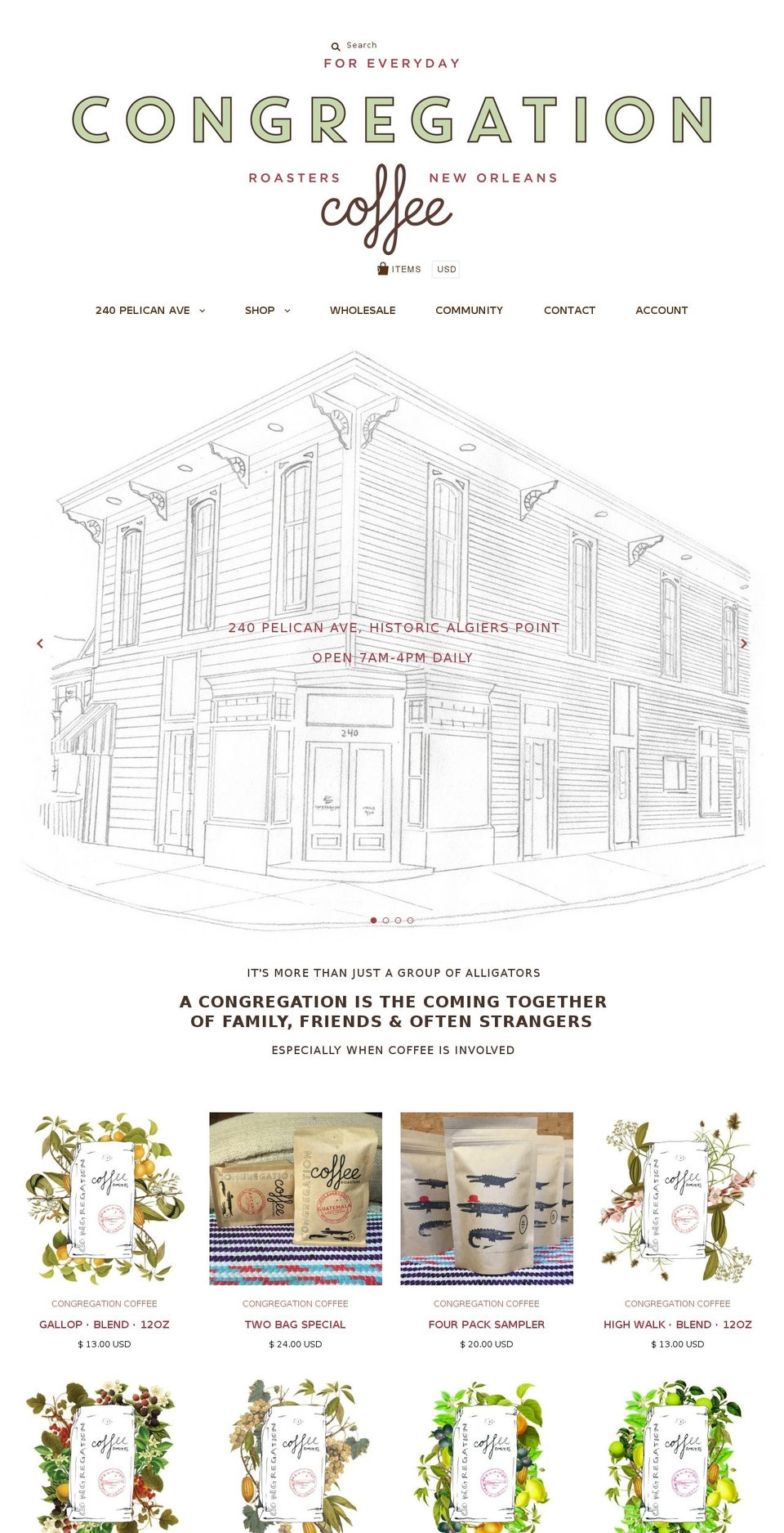 congregationcoffee.com shopify website screenshot