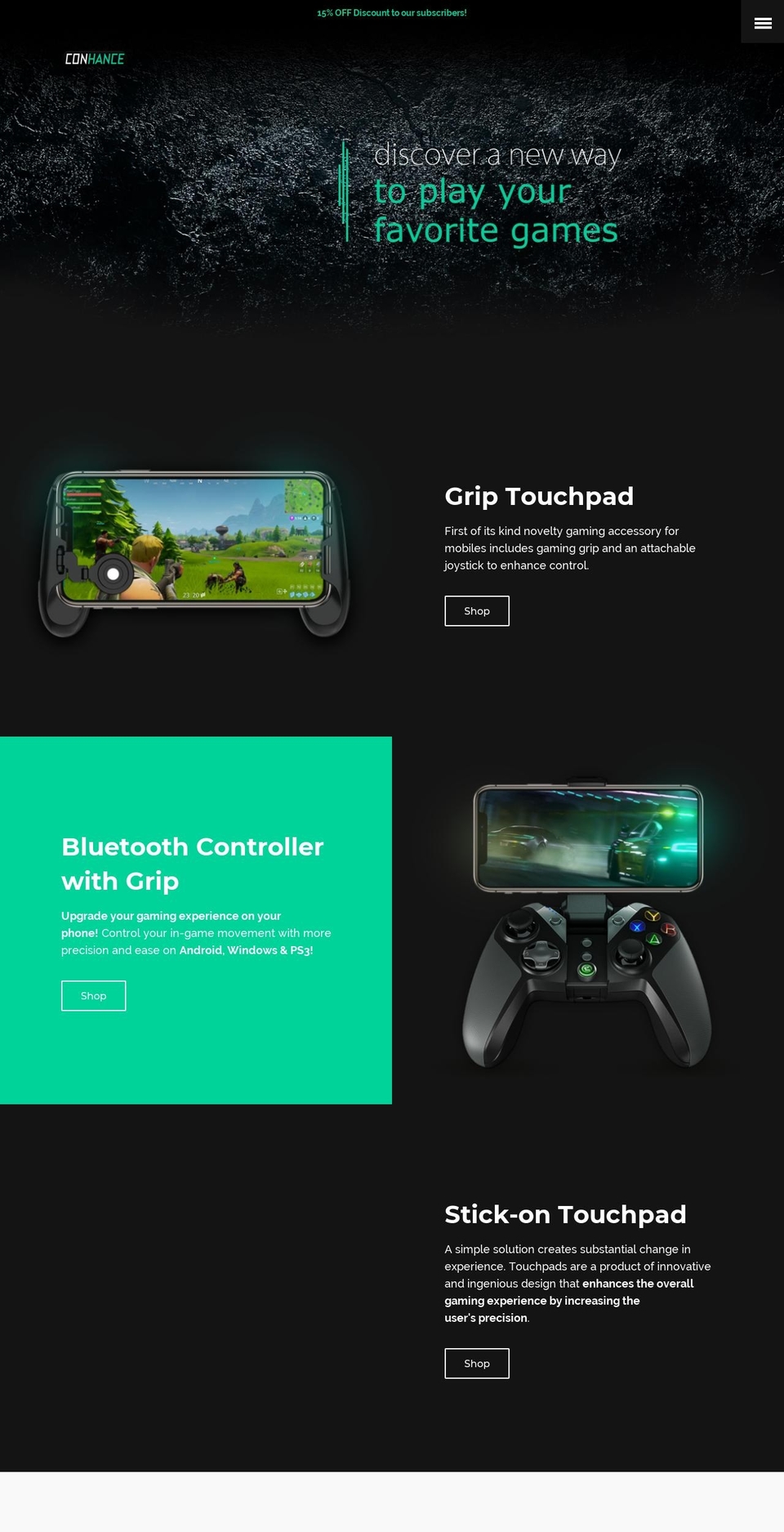 conhance.com — Shopify storefront screenshot
