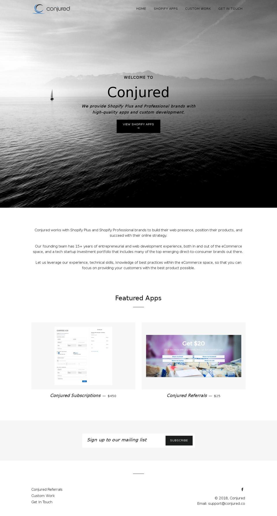 conjured.co shopify website screenshot